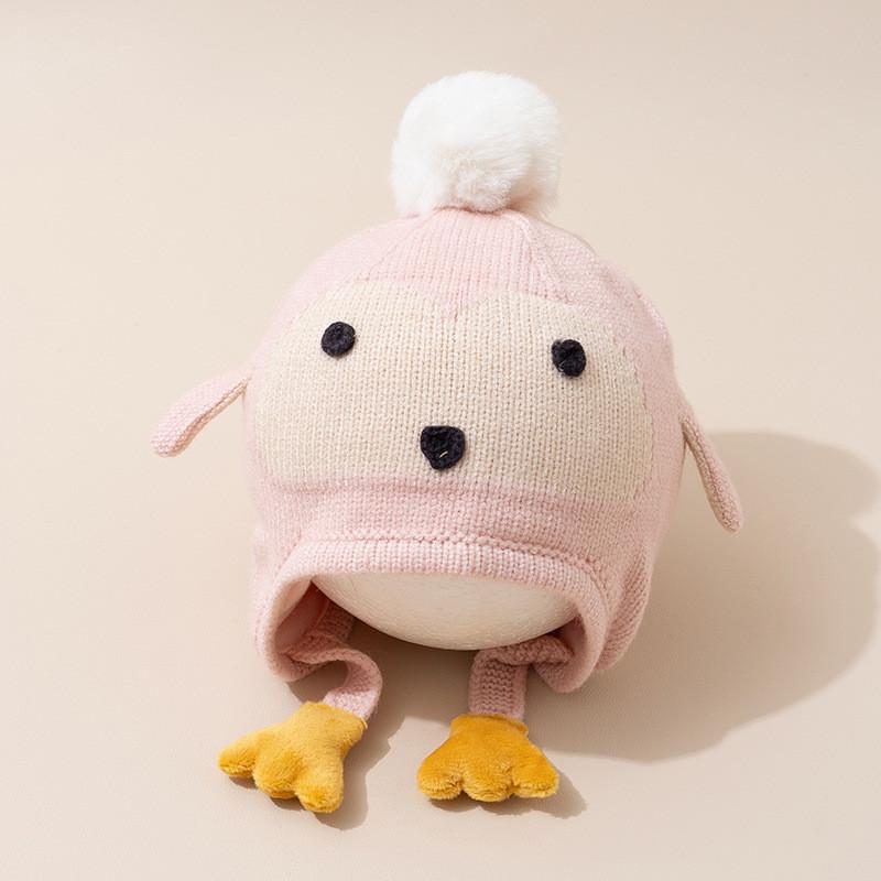 

Baby Knit Hat With Ear Cover For Winter Warmth And Breathability For Newborns рожевий