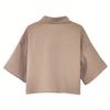 Camicia da Donna con Collo a Revers Manica Corta Top Corti Tipo Monopetto Casual con Tasca a Toppa