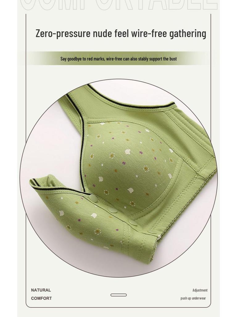 Front Buckle Cotton Bra for Middle-aged & Elderly Women - Breathable, No Underwire, Plus Size