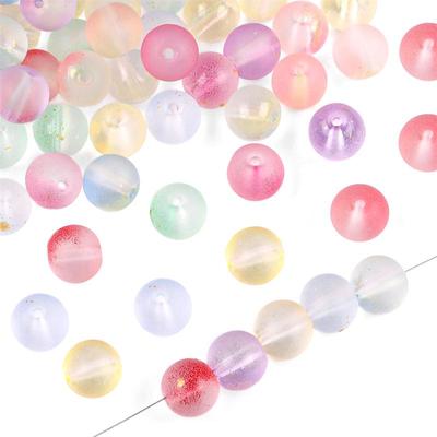 50pcs 8mm Multi-Colors Gold Foil Glass Crystal Loose Round Beads for DIY Jewelry Craft Making