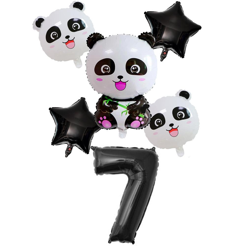 Xiaohongshu Panda Balloon Cute Panda 1-10 Birthday Party Decoration Arrangement Aluminum Film Balloon