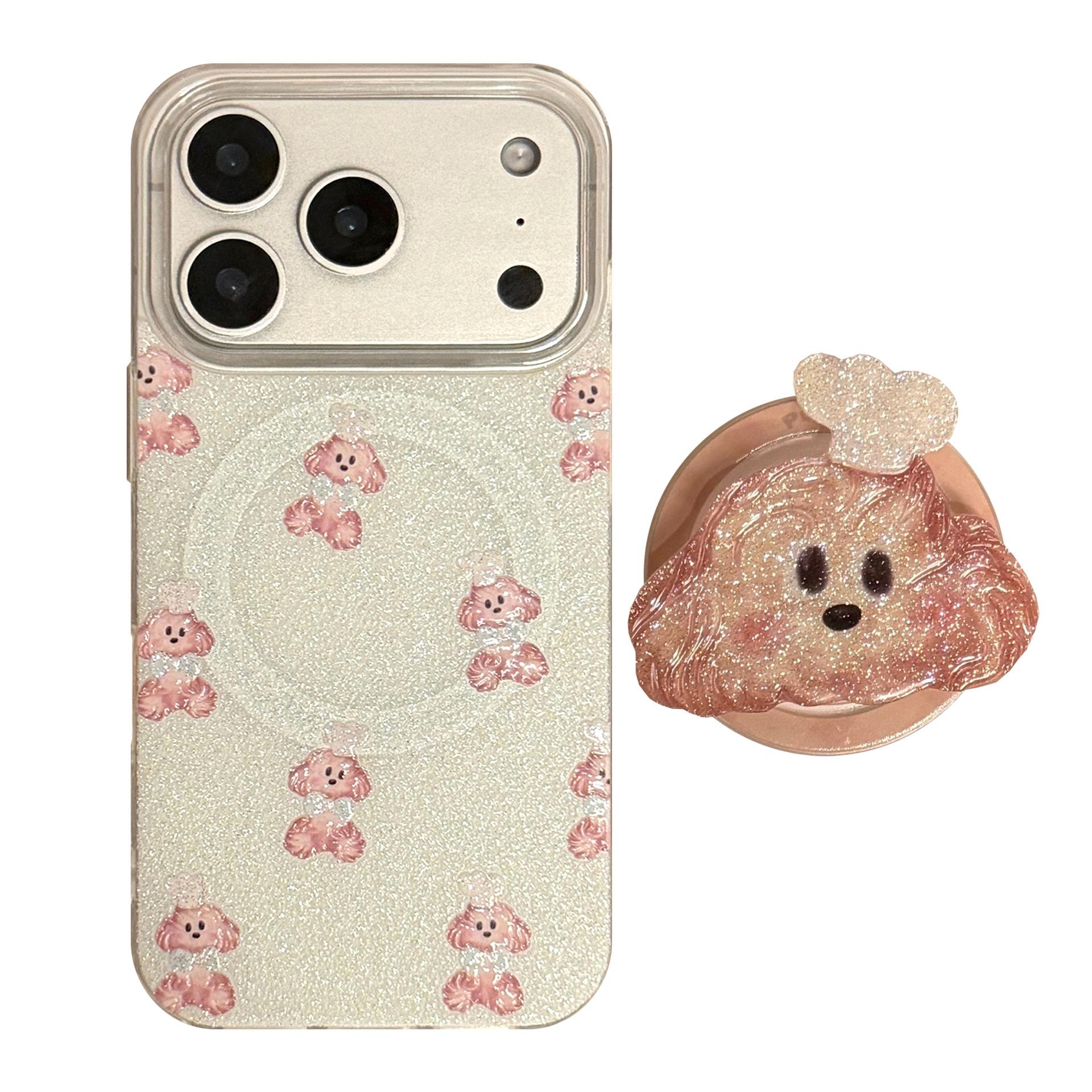 

Магнитный чехол для телефона с щенком и блестками для iPhone 16, iPhone 17 и iPhone 17 Pro Max iPhone 13