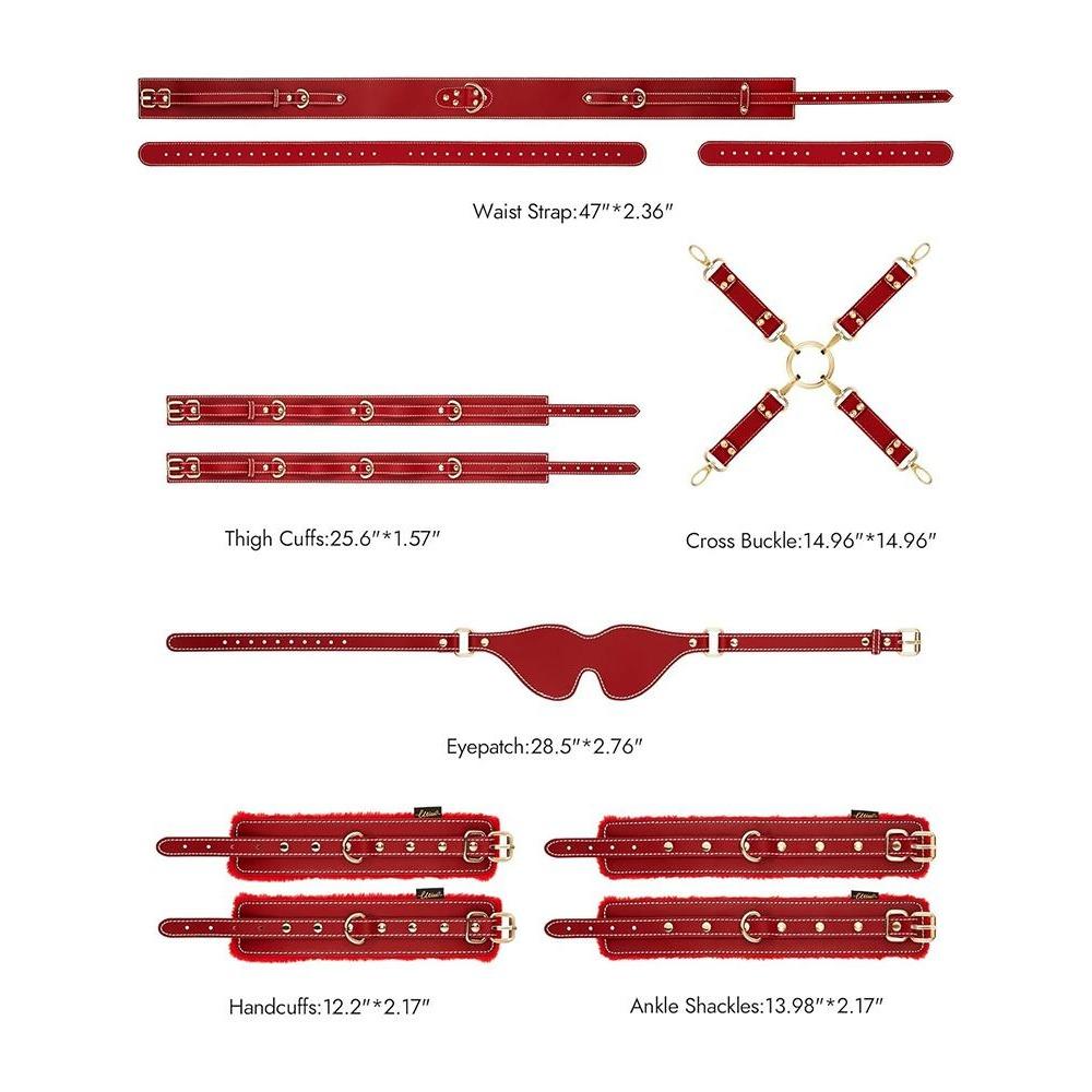 Sex Bondage  Kit Restraints 6PCS Sets Adjustable Handcuffs Ankle Cuff Thigh Cuffs Blindfold Cross Strap Adult SM Games Toys
