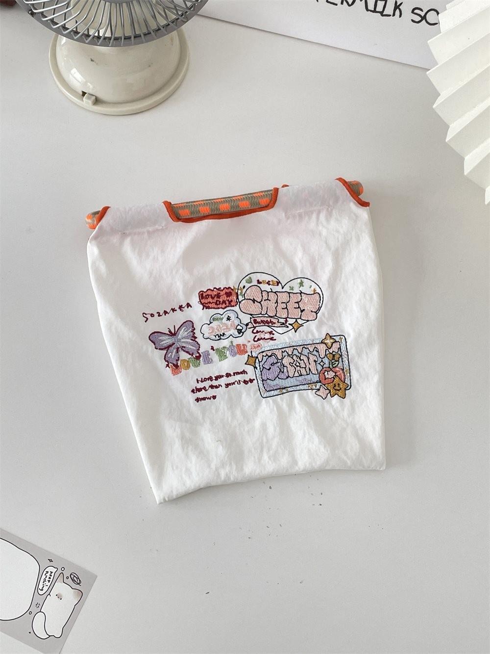 

Cute Mini Embroidered Tote Bag Made Of Durable Oxford Cloth For Everyday Use 2024 White