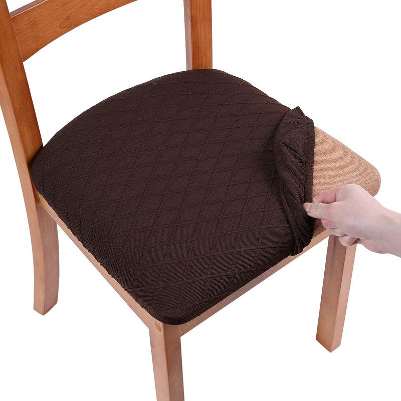 Seat Cover Office Household Hotel Elastic Jacquard Plaid Protective Cover Solid Color Thickened Chair Cover
