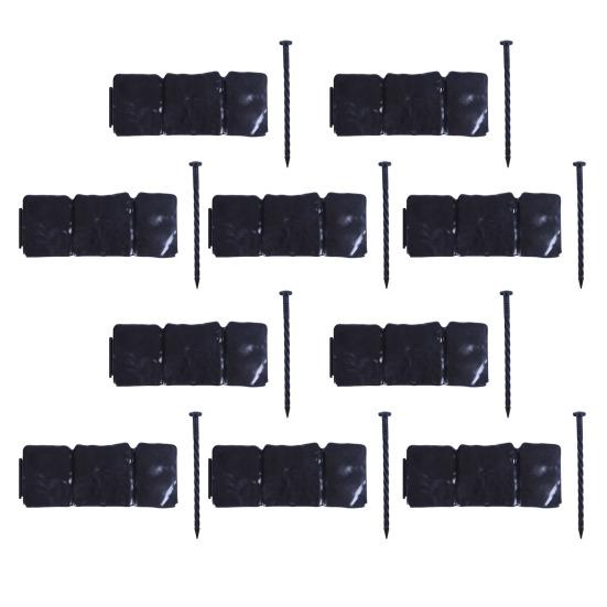 Imitation Stone Garden Fence Garden Landscaping Edging Border Panel Decorative Plastic Retaining Border with Stake for Flower Bed Path Lawn Outdoor