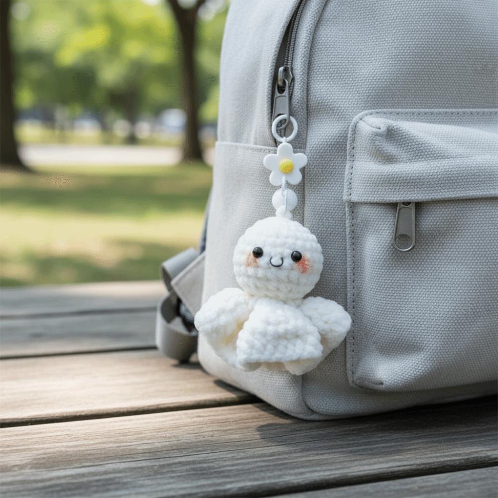 Crochet Design Keychain Plush Material Car Hanging Pendant Cartoon Ghost Doll Pendant For Girls
