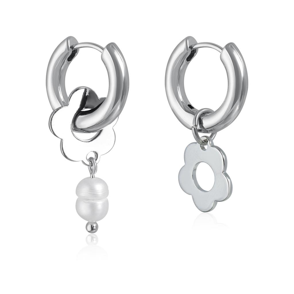 1 Pair Earrings Sweet Cool Fashion Asymmetrical Festival Gifts Flower Daily Wear For Women Personality Ear Buckles Heart-shaped Jewelry