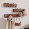 [Wall-Mounted Coat Rack] 1pc Natural Wood Wall-Mounted Coat Rack with Hooks -Piano-Shaped Accordion Design,Walnut Finish,Space-Saving Vertical Storage