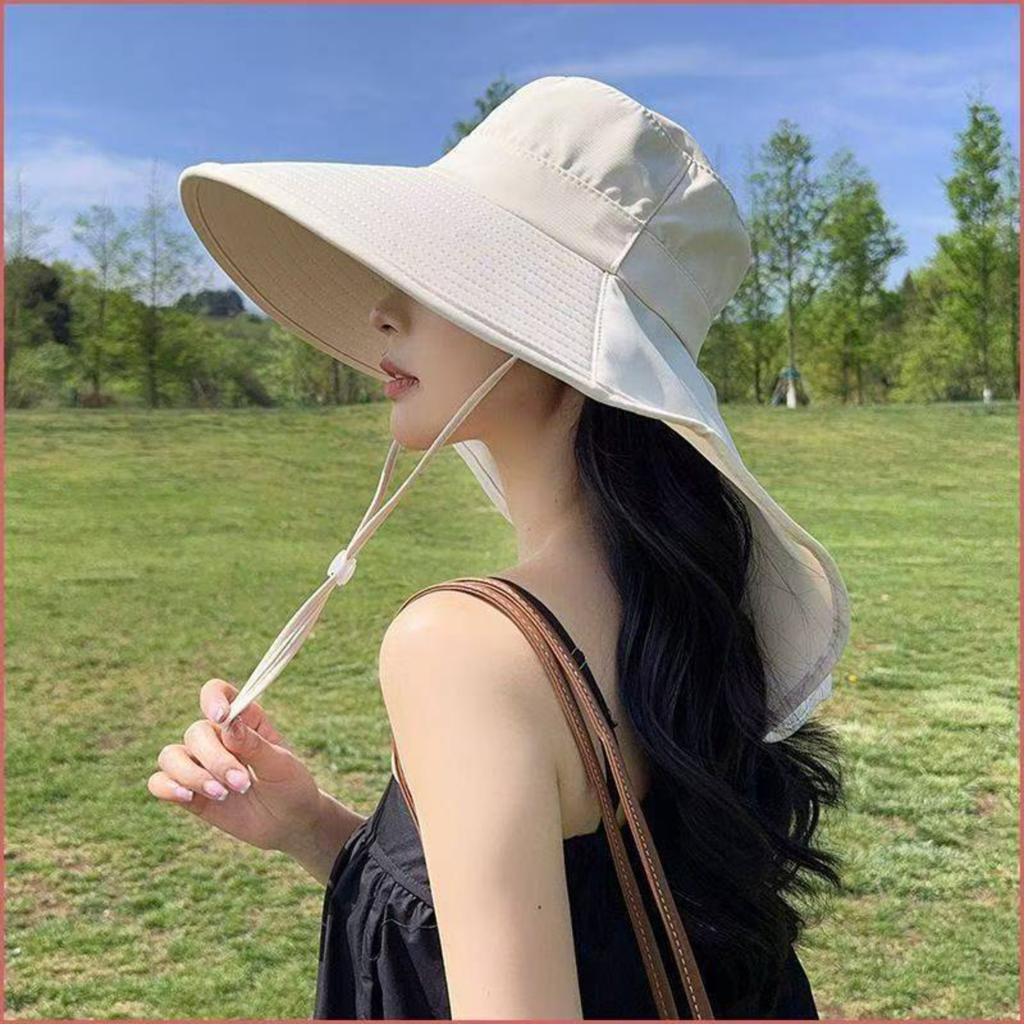 Wide Brim Sun Hat for Women Summer Outdoor Sports Adjustable Chin Strap Large Brim UV Protection Breathable Lightweight Bucket Hat