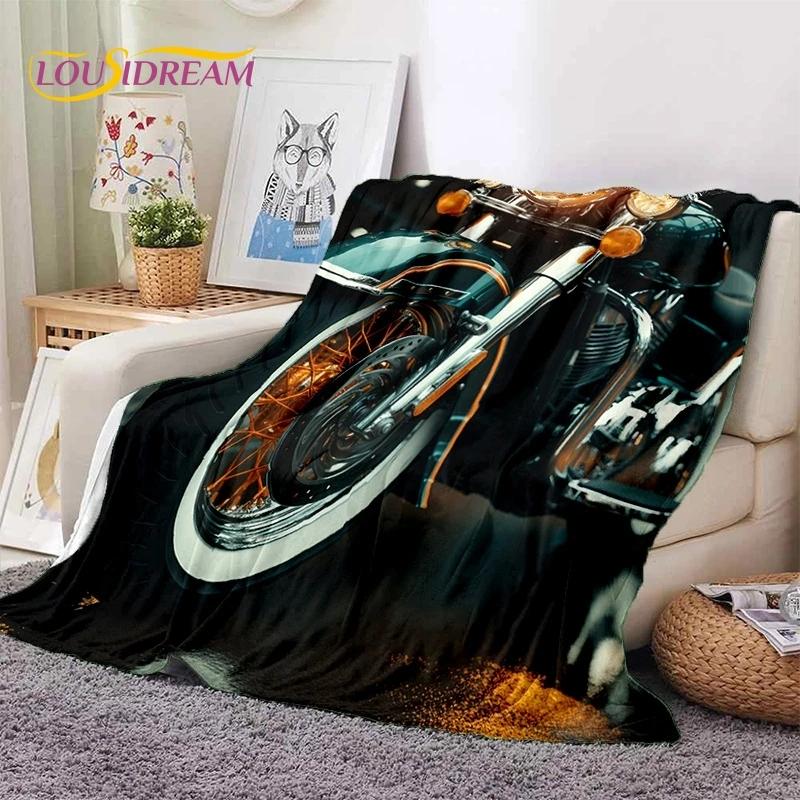 Motocross Modern Retro Motorcycle Soft Blankets Cozy Warm Throw for Picnic Bed Sofa Home Bedroom