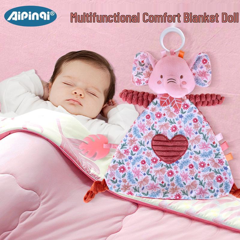 

Aipinqi Pink Baby Plush Towel with Teether Rattle. 40cm