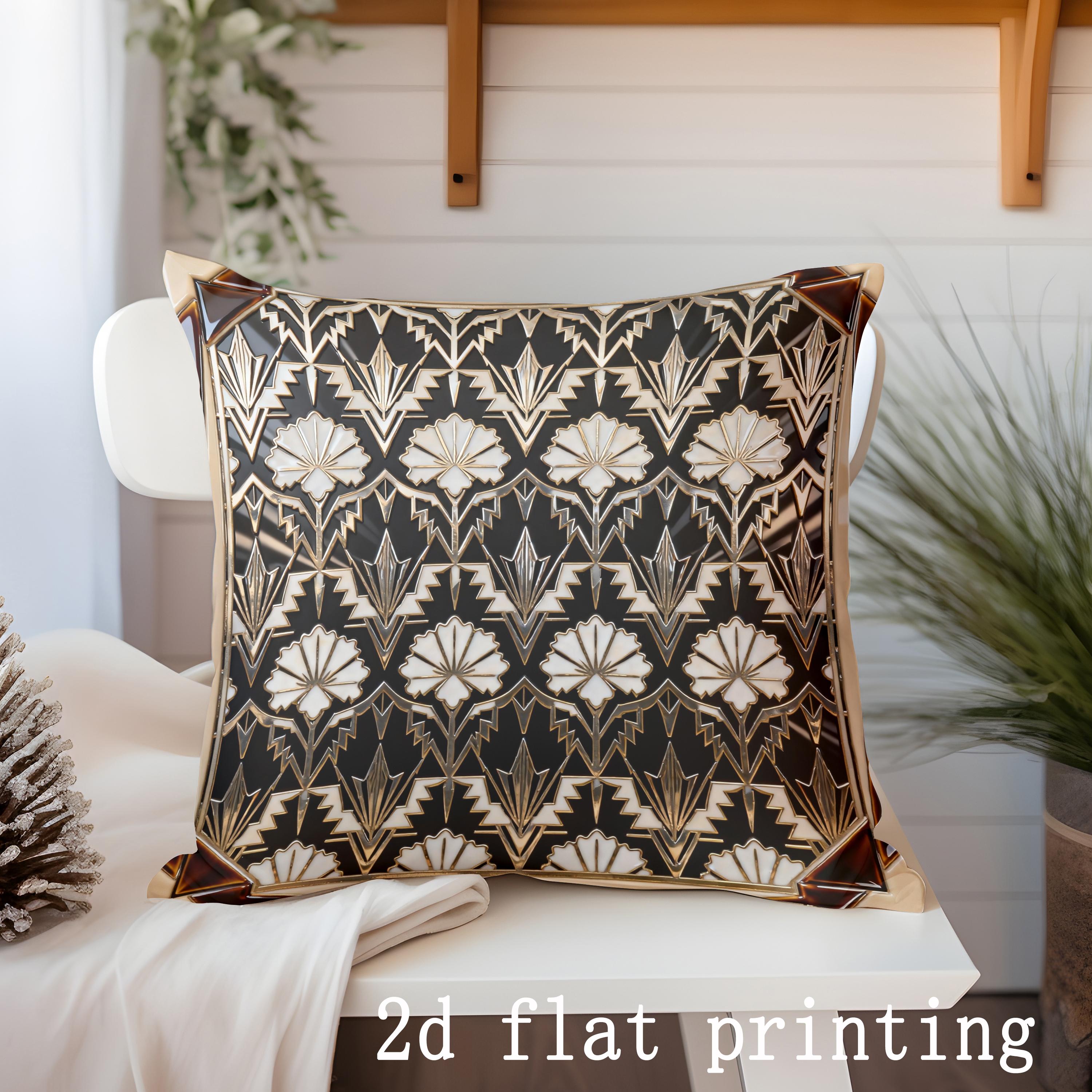 

Art Deco Pattern Floral Design Pillow Cover Pattern Cushion Cover Suitable for Sofa Bedroom Car Pillow Cover 45x45cm