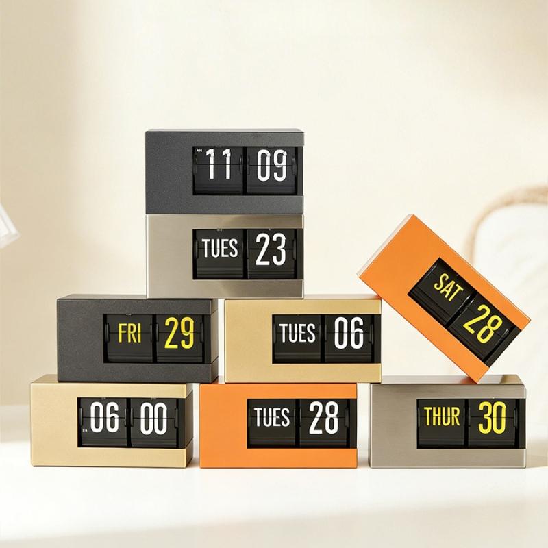 Flip Clock Calendar Table Watch Modern Silent Digital Desk Clocks Minimalist Aesthetic Luxury Tabletop Watches Home Decorations