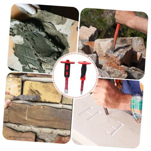 SOLUSTRE Wide Guarded Flat Chisel with Tungsten Half-Circle Lock and Handguard for Carving Rock, Concrete, and Brick, Heavy-Duty, Chrome Vanadium Stee