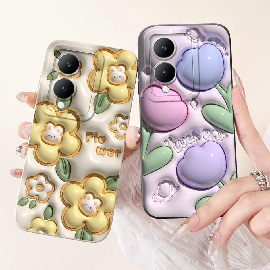 For Vivo Y17s Case VivoY17s Y 17S 4G 2024 Cute Panda Rabbit Cartoon Soft Silicone Shockproof Phone Cases