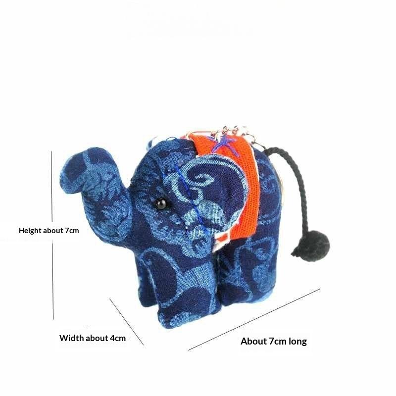 1Pcs Cartoon Handmade Ganesha Keyring Traditional Thai Fabric Elephant Keychain Animal Diy Pendant Car Key Ring
