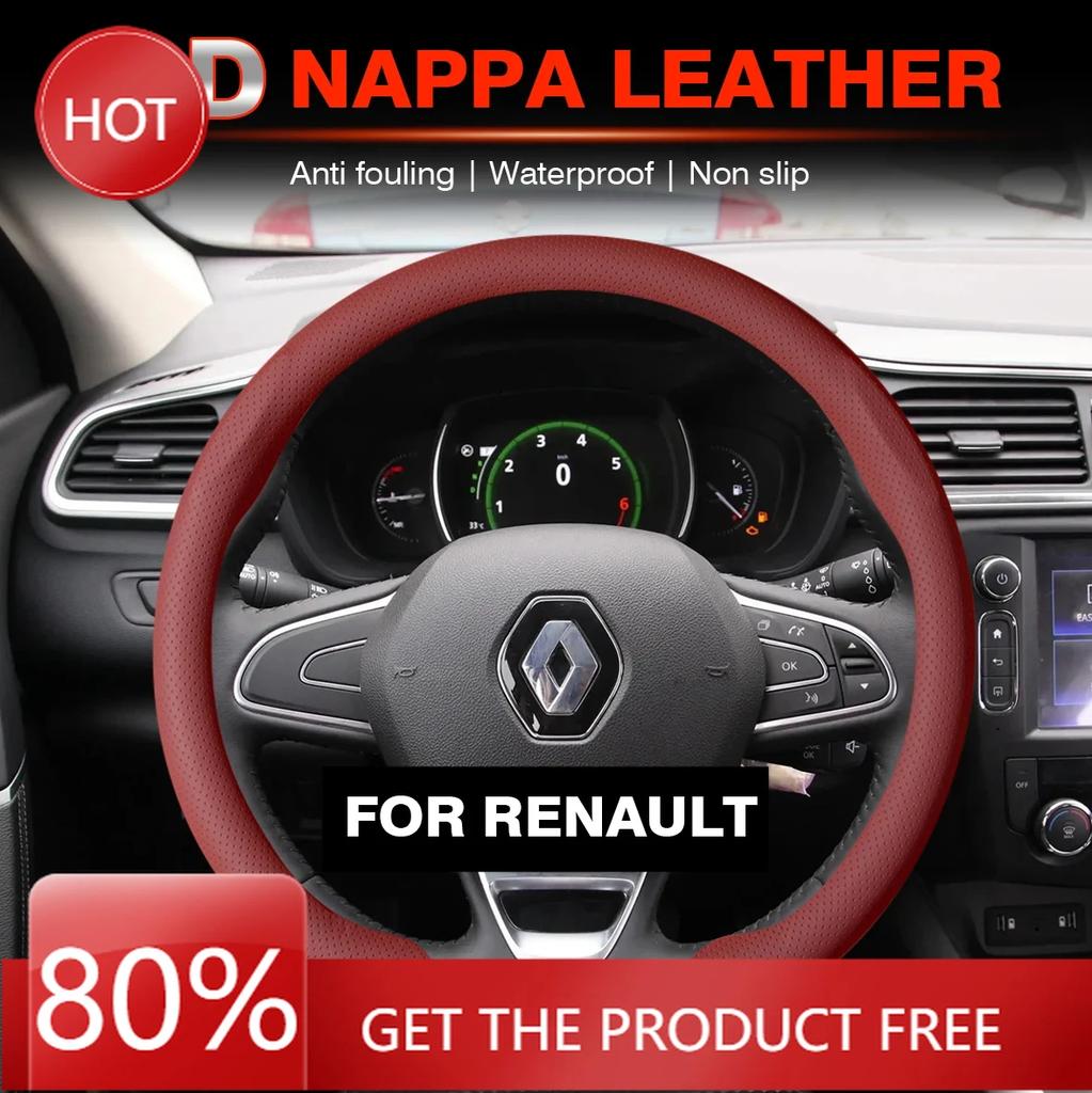 2026 Hot For Renault Hub Caps Nappa Leather Car Steering Wheel Cover for Renault Megane 3 2 4 Clio4 5 Captur Trafic Scenic2 Aust