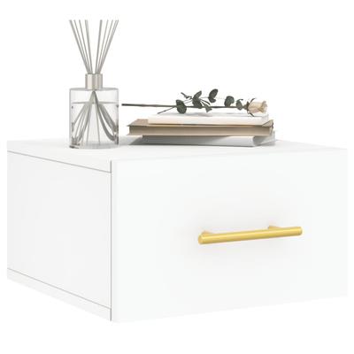 Wall Mounted Nightstand White 35 X 35 X 20 Cm