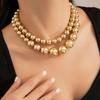 Eye Catching Large Bead Necklace Zinc Alloy Materials Clavicle Chain Accessories For Layering And Gifting