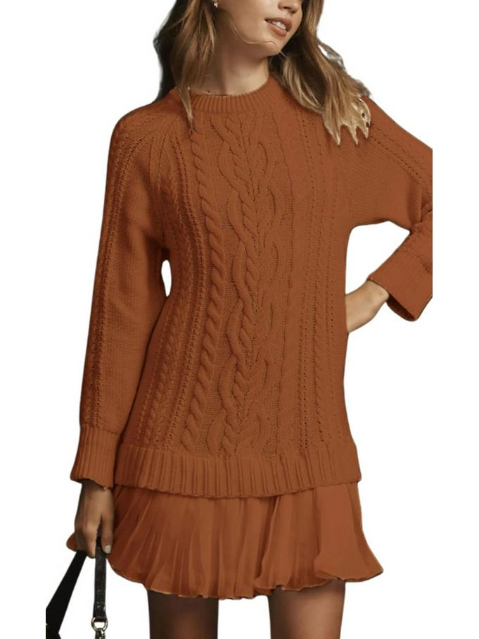 2025 Autumn/Winter Bestseller Women's Knitted Solid Sweater & Short Skirt Set