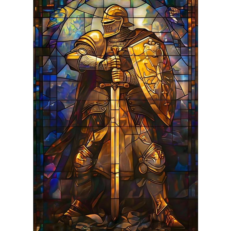 Fantazyjny Smok Zwierzę Rycerz Duch Witraż Płótno Malarstwo Obrazy do Salonu Sztuka Ścienna Dekoracja Pokoju Estetyczna