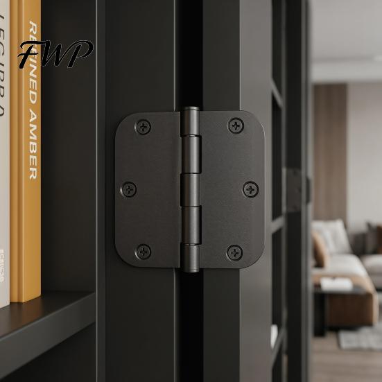 Rotatable Door Hinge 1/5Pcs Rounded Matte Black Hinges Flat Iron Bifold 6 Hole Residential Standard Bedroom Indoor House Hardware Essentials