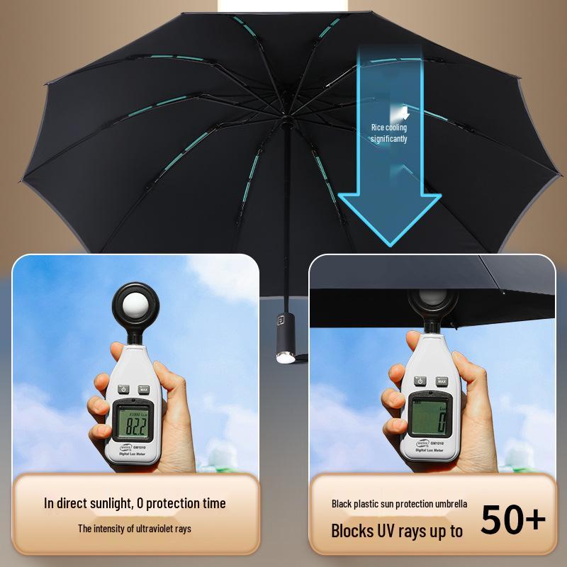 Dual-Use Women's Automatic Umbrella: Sunshade, Rain Protection, Anti-UV, Reverse Folding, Enlarged & Reinforced Design