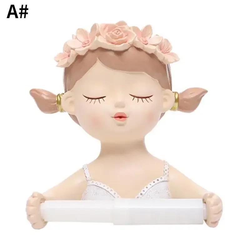 1PC Fairy Tissue Holder Long Hair Fairy Long Hair Lovely Girl Toilet Tissue Holder Bathroom Light Luxury Decoration Accessories