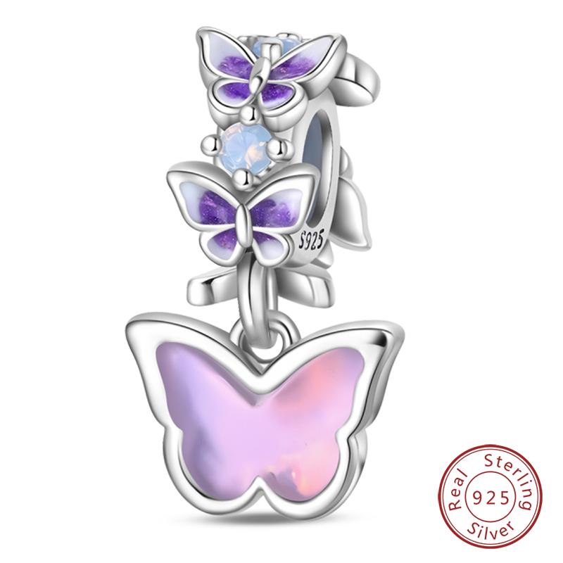 Copper Charms Beads Forever Love Heart Shaped Bow Family Charms Dangle For Bracelet Woman Diy Jewelry Gift