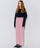 OPENING SUNSHINE Button Point Wool Pintuck Wide Slacks Pink