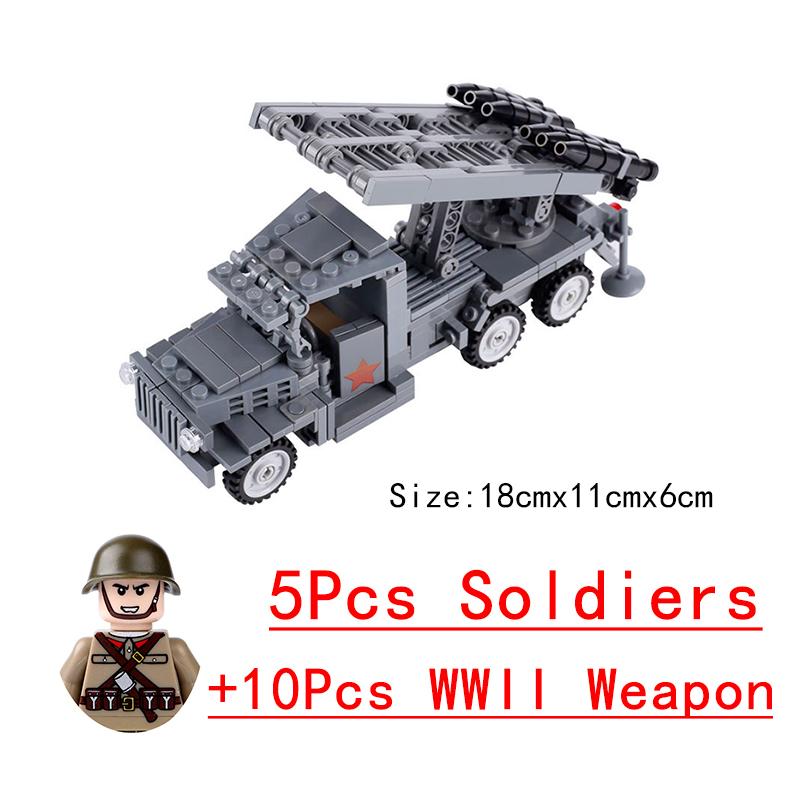 Non-Toxic Wwii Military North African Campaign Wheeled Armored Vehicle Tank Cannon Soldier Figures Building Blocks Weapon Truck Army Toy