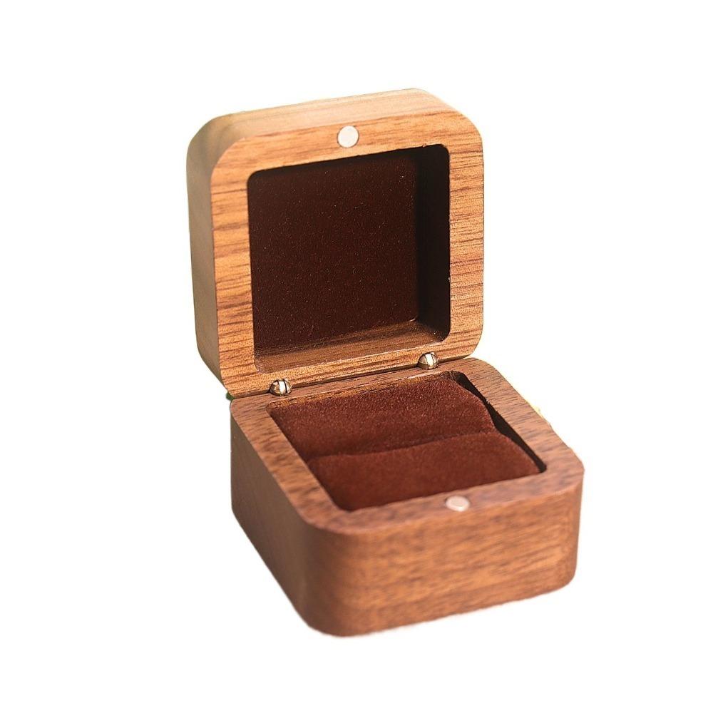 Square Rings Bearer Box 1/2 Slots Jewelry Organizer Simple Rings Display Case  Couple