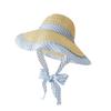 Blue Grid Woven Hat Wide Brim Fisherman Hat Fashion Sun Cap  Summer