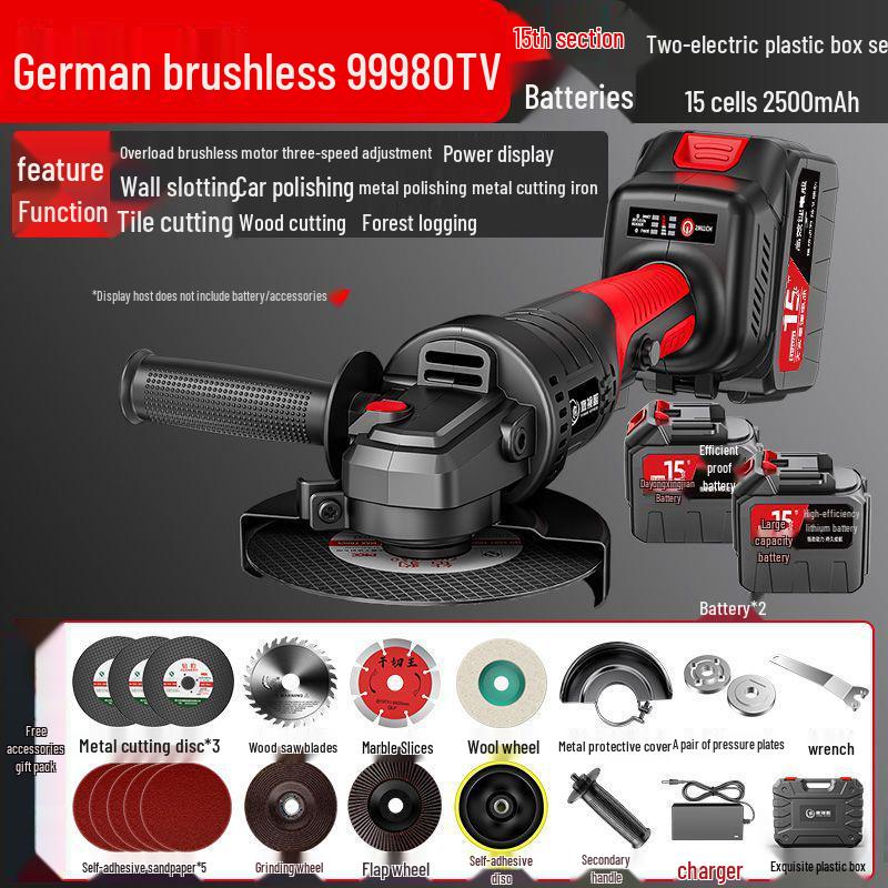 Brushless Cordless Lithium Battery Angle Grinder & Polisher - Multifunctional Cutting & Polishing Machine