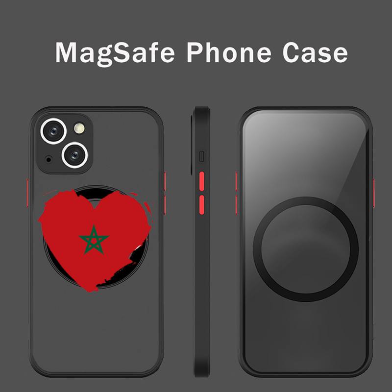 Morocco Flag Phone Case Transparent Magsafe Magnetic Magnet For iPhone 13 12 11 Pro Max Mini Wireless Charging Cover