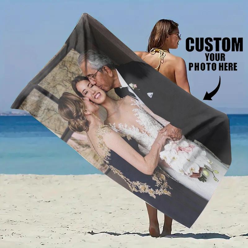 1PC Personalized Photo Custom Beach Towel, Soft & Quick-Dry, Perfect for Seaside, Pool Bathroom Camping Travel Yoga & Fitness