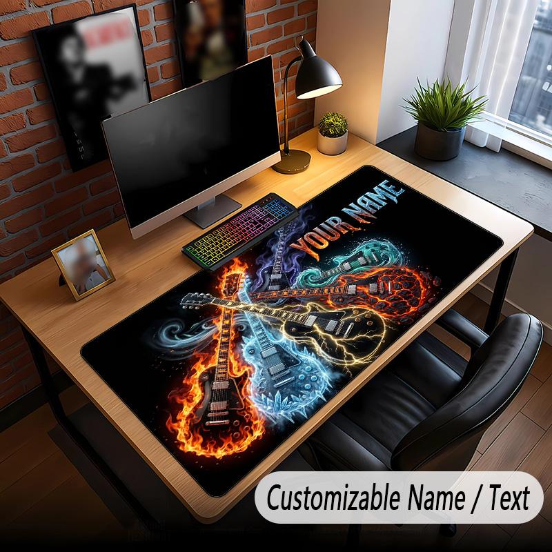 Music Guitar Theme Custom Mouse Pad Personalized With Name Text Customized Desk Mat For Office Home Decor