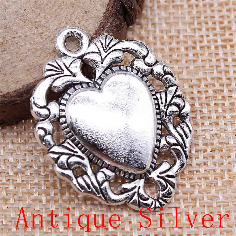 Big Heart Shaped Charms Pendant For Bracelet Necklace Jewelry Making Craft Findings
