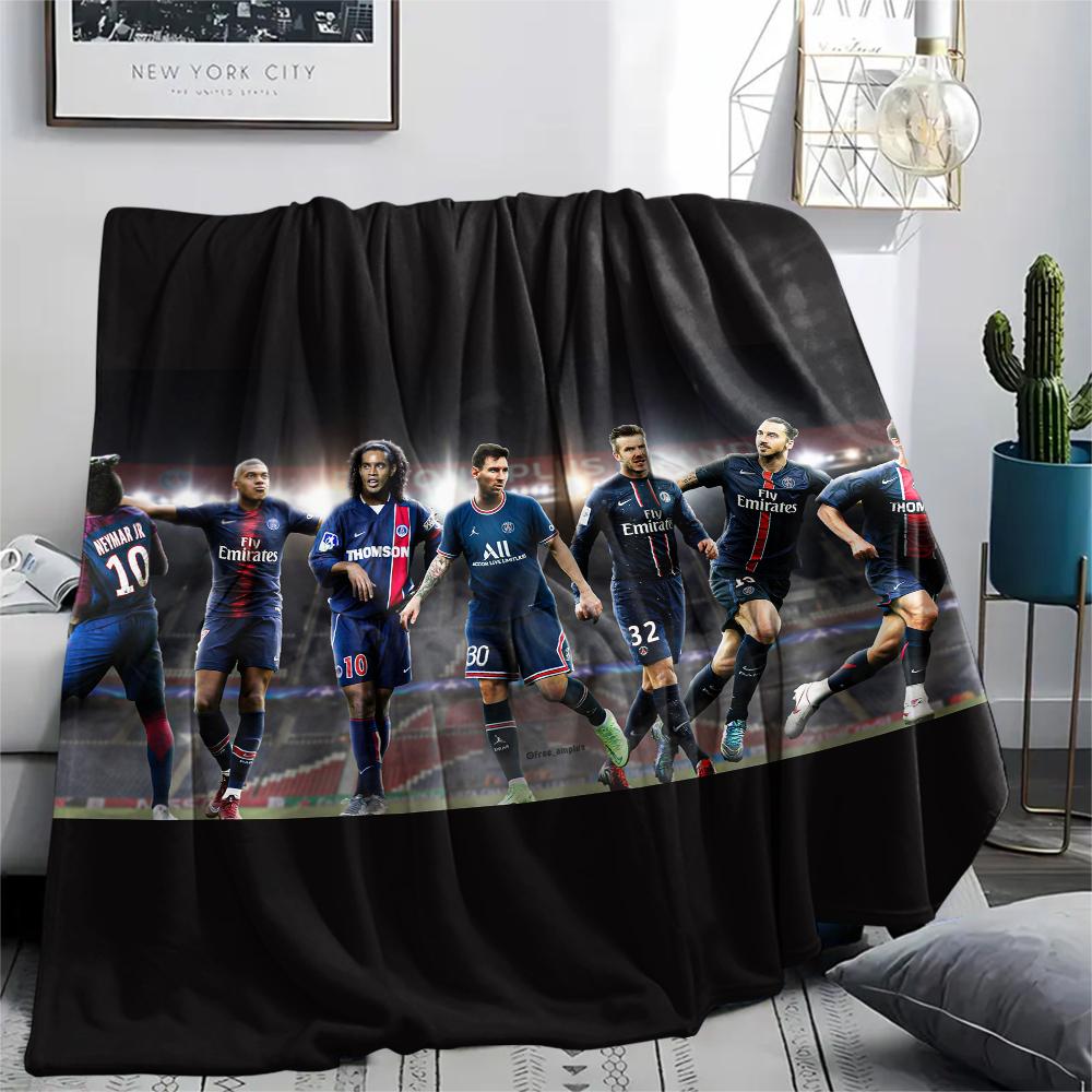 Paris Saint-Germain FC, gemustert Flanelldecke, Hohe Qualität, Bequem für alle Jahreszeiten, Heimdekoration, Wärme und Komfort, Perfekt für Geschenke. 80cm x 120cm
