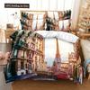 New York Duvet Cover NYC That Never Sleeps Reflection On Manhattan East River City Night Scene Room Decorative Bedding Pink Blue