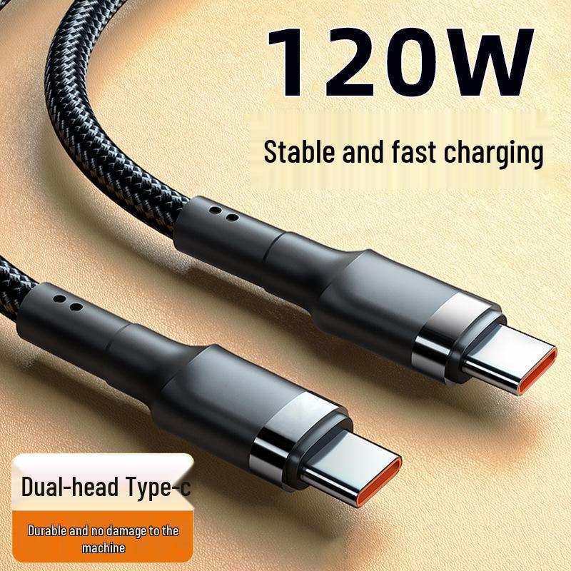 Dual Type-C 120W Fast Charging Cable for Apple, Huawei Laptops & Cars