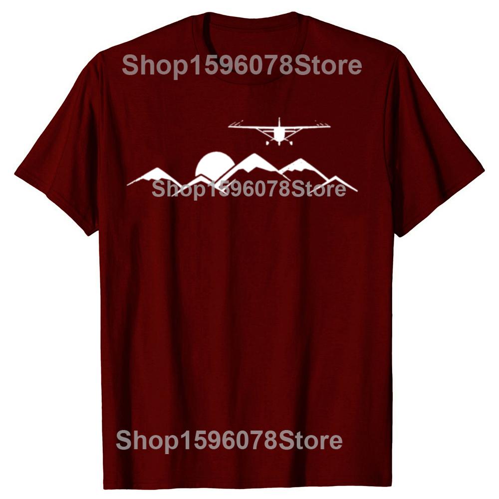 Lustiges Flugzeug über Bergen Geschenk für Piloten T-Shirts Herren Baumwolle Humor Streetwear T-Shirt Kurzarm Unisex Lockere Kleidung