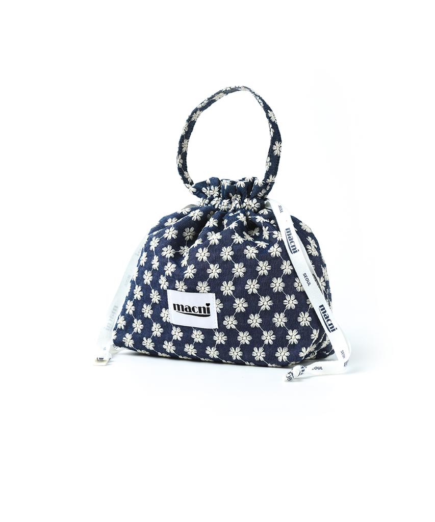 Macni Flower Garden String Pouch Bag Blue