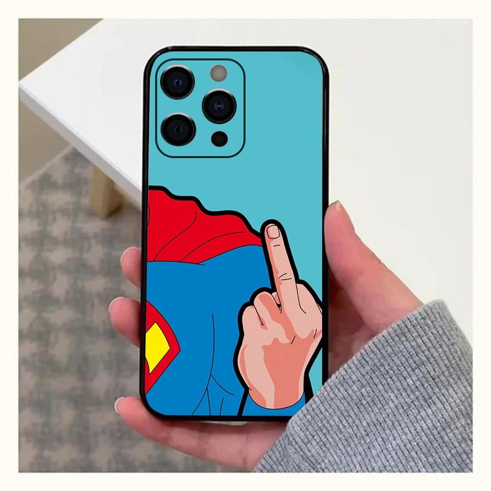 Cartoon Middle Finger Phone Case For Apple iPhone 15,14,13,12,11,Pro,X,XS,Max,XR,Plus,Mini Soft Black Shell