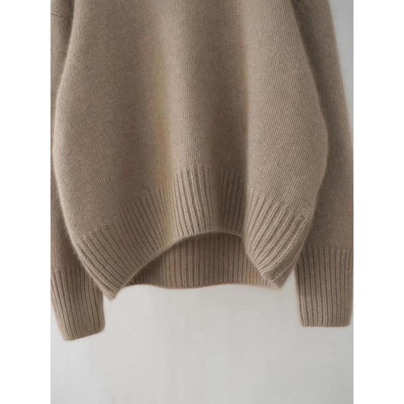 Podzimní a zimní dámský zahuštěný jednobarevný pletený svetr s vysokým výstřihem krátkým dílem na hlavě volný líný svetr