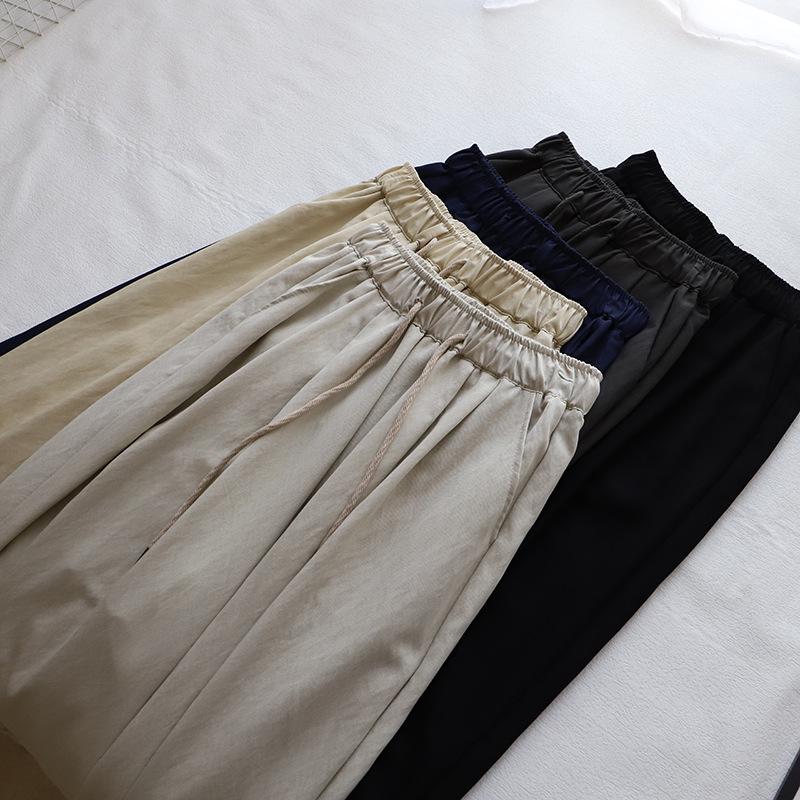 [Bi Zheng] 2025 Early Spring Women's Korean Style Loose Wide-Leg Elastic Waist Casual Pants