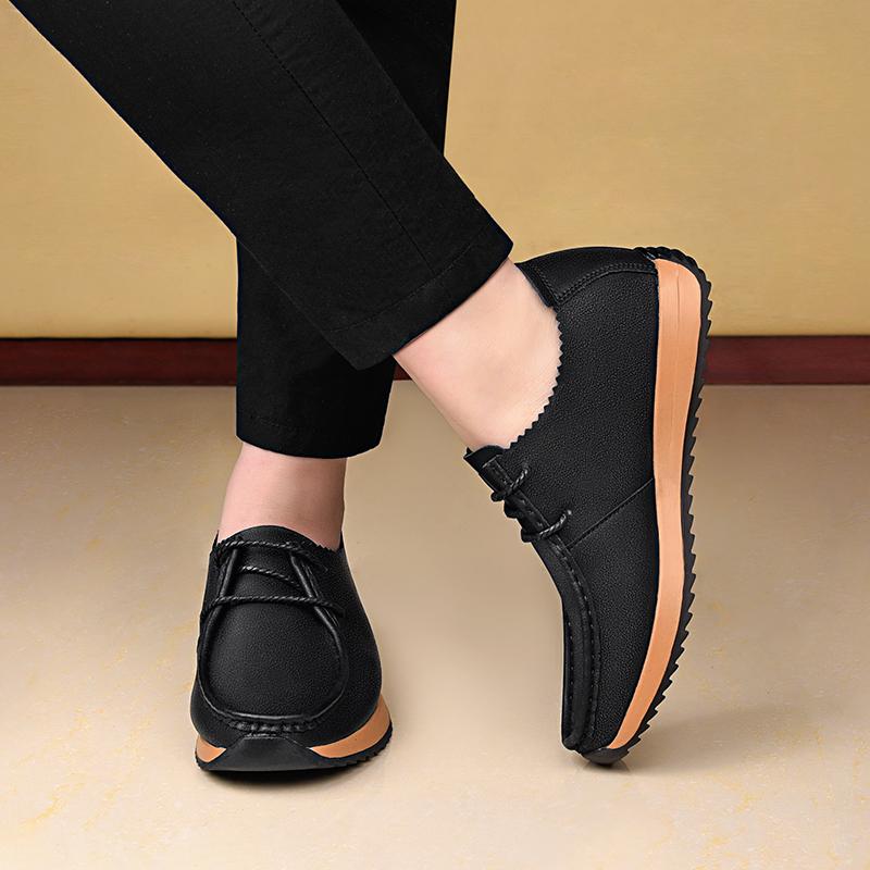 Fashion High Quality Handmade Stitched Leather Shoes Branded Business Office Casual Shoes Thick Soled Comfortable Anti Slip Men's Shoes