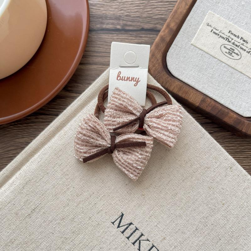 New Coffee-colored Sunflower Mushroom Children's Leather Band Bow with High Elasticity and No Damage To Hair Bands  Ponytail Hair Tie Headwear