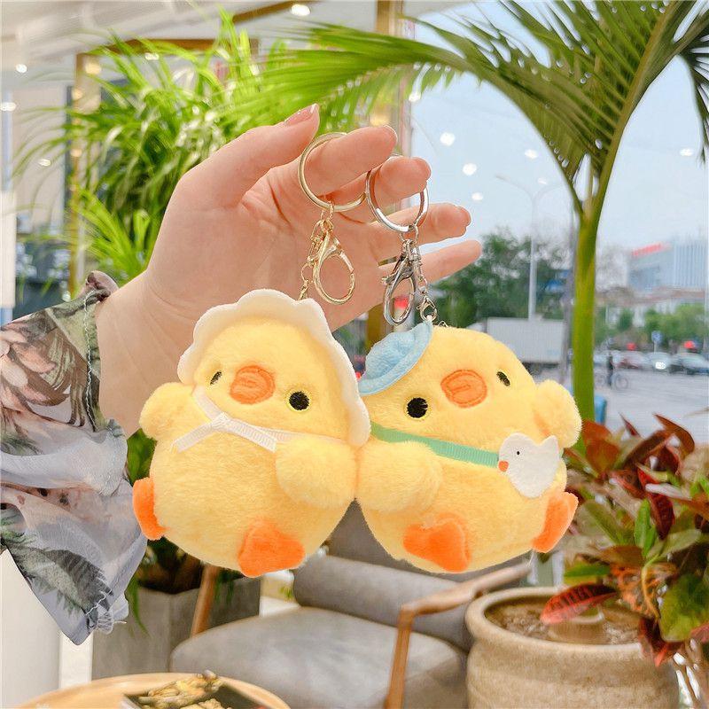 Cute Little Yellow Chicken Plush Toy Doll Pendant Keychain Netred Gift For Kids